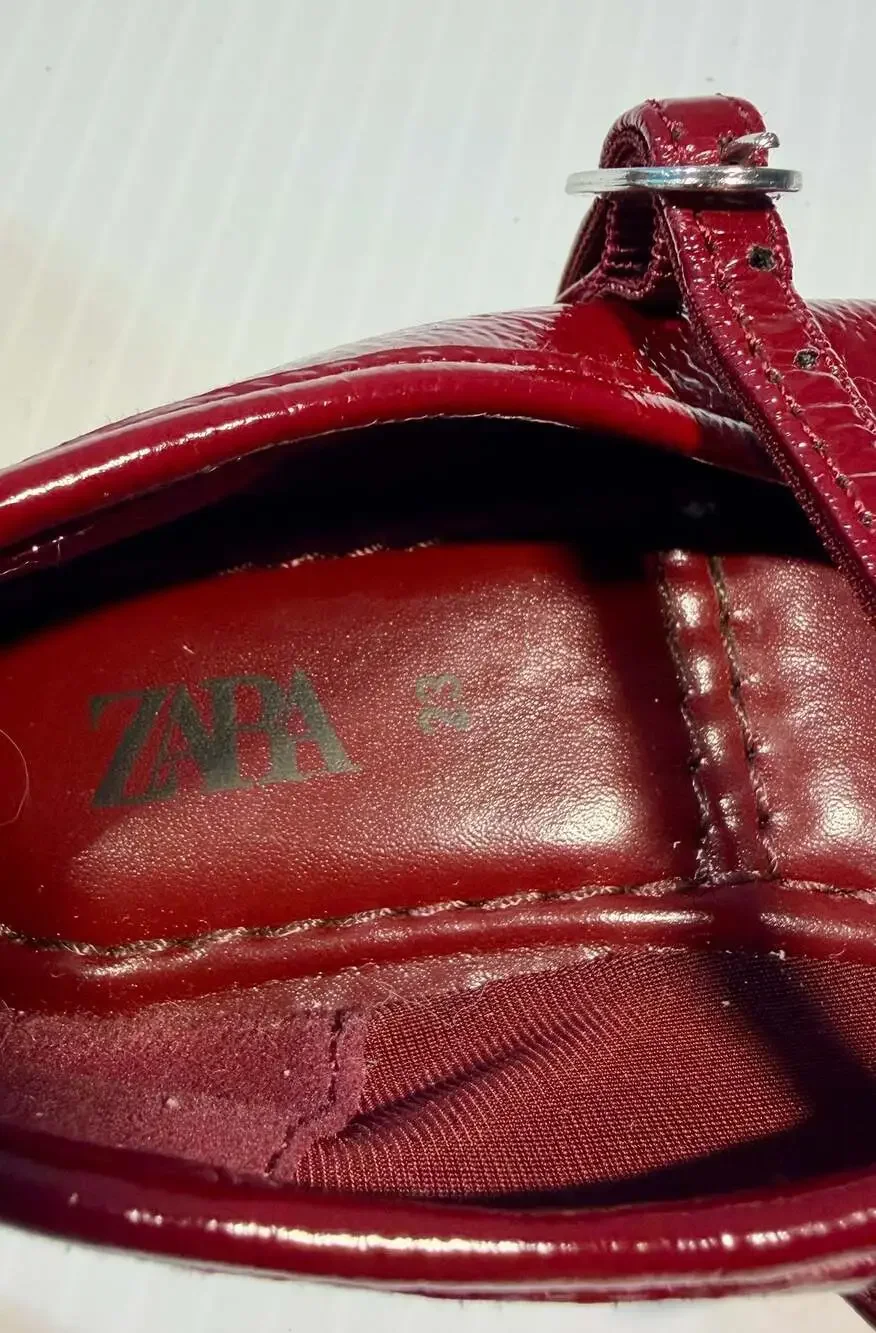 Zara Girls Burgundy Patent Mary Jane Flats